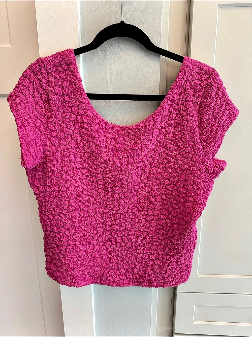 Maeve Textured Short Sleeve Top in Pink Size Medium Like New